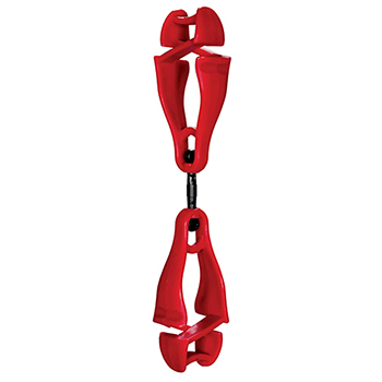 ergodyne Squids&#174; 3420 Red Swiveling Glove Clip Holder - Dual Clips