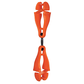 ergodyne Squids&#174; 3420 Orange Swiveling Glove Clip Holder - Dual Clips