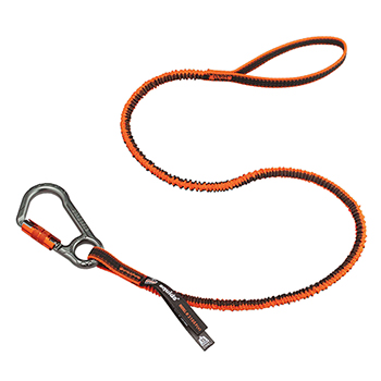 ergodyne Squids&#174; 3108F(x) Standard Orange &amp; Gray Tool Lanyard Single Locking Carabiner - 15lbs