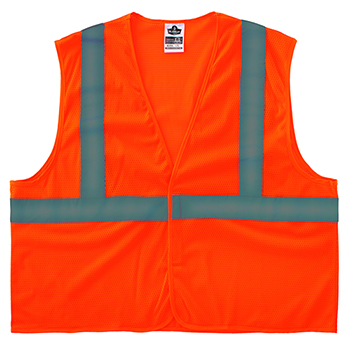 ergodyne Glowear&#174; 8205Hl Type R Class 2 Super Econo Mesh Vest, Small/Medium, Hi-Vis Orange