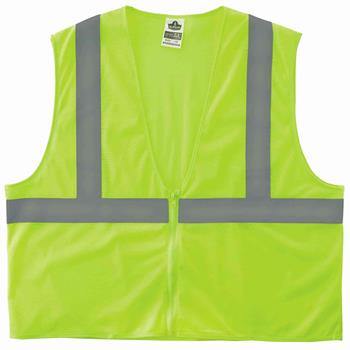 ergodyne GloWear 8205Z Mesh Hi-Vis Safety Vest, Type R, Class 2, Zipper, No Pockets, 2XL/3XL, Lime