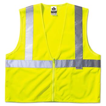 ergodyne GloWear Class 2 Standard Vest, Lime, Mesh, Zip