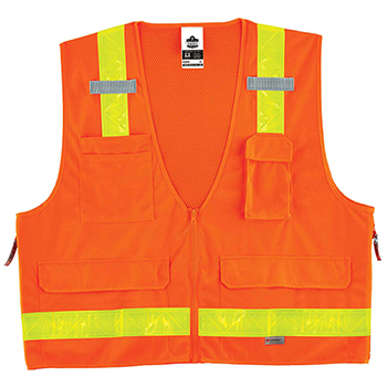 ergodyne GloWear&#174; 8250ZHG L/XL Orange Type R Class 2 Hi-Gloss Surveyors Vest