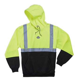 ergodyne GloWear&#174; 8293 S Lime Type R Class 2 Black Front Hooded Sweatshirt