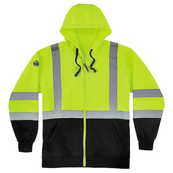 ergodyne GloWear&#174; 8372 3XL Lime Type R Class 3 Blk Front Hooded Zip-Up Sweatshirt