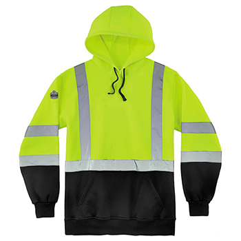 ergodyne GloWear&#174; 8373 M Lime Type R Class 3 Blk Front Hooded Sweatshirt