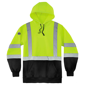 ergodyne GloWear&#174; 8373 L Lime Type R Class 3 Blk Front Hooded Sweatshirt