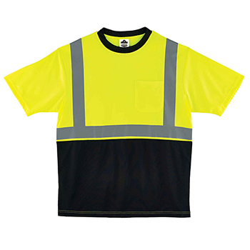 ergodyne GloWear&#174; 8289BK S Lime Type R Class 2 Black Front T-Shirt