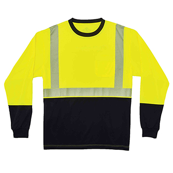 ergodyne GloWear&#174; 8281BK S Lime Type R Class 2 Black Front Long Sleeve T-Shirt