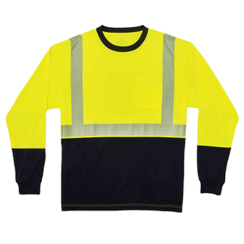 ergodyne GloWear&#174; 8281BK XL Lime Type R Class 2 Black Front Long Sleeve T-Shirt