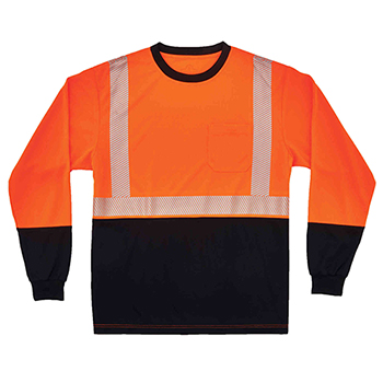 ergodyne GloWear&#174; 8281BK S Orange Type R Class 2 Black Front Long Sleeve T-Shirt