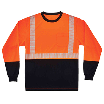 ergodyne GloWear&#174; 8281BK 4XL Orange Type R Class 2 Black Front Long Sleeve T-Shirt