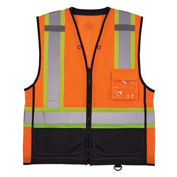 ergodyne GloWear Two Tone Hi-Vis Safety Vest, 8251HDZ-BK, Type R, Class 2, Zipper, Black Bottom, Orange, 4XL/5XL
