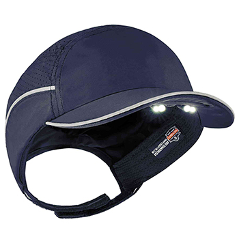 ergodyne Skullerz&#174; 8965 Short Brim Navy Lightweight Bump Cap Hat w/ LED Lighting