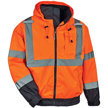 ergodyne GloWear&#174; 8379 S Orange Type R Class 3 Hi-Vis Fleece Lined Bomber Jacket