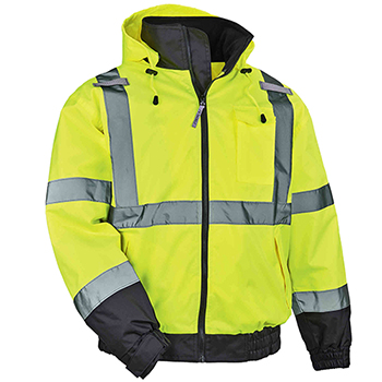 ergodyne GloWear&#174; 8379 S Lime Type R Class 3 Hi-Vis Fleece Lined Bomber Jacket