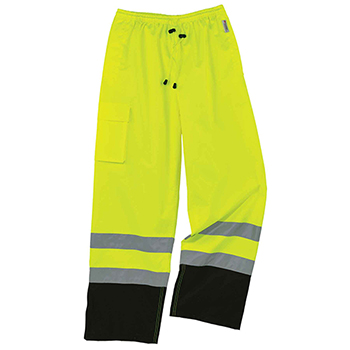 ergodyne GloWear&#174; 8915BK S Lime Class E Black Bottom Rain Pants