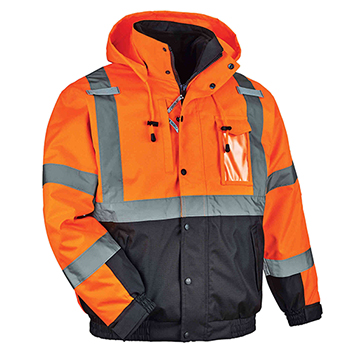 ergodyne GloWear&#174; 8381 L Orange Type R Class 3 Hi-Vis 3-in-1 Bomber Jacket