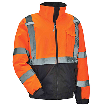 ergodyne GloWear&#174; 8377 M Orange Type R Class 3 Hi-Vis Quilted Bomber Jacket