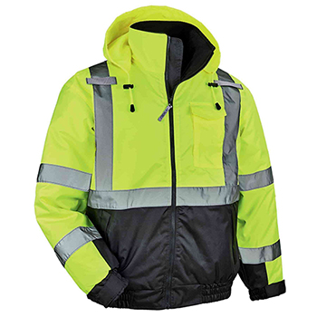 ergodyne GloWear&#174; 8377 M Lime Type R Class 3 Hi-Vis Quilted Bomber Jacket