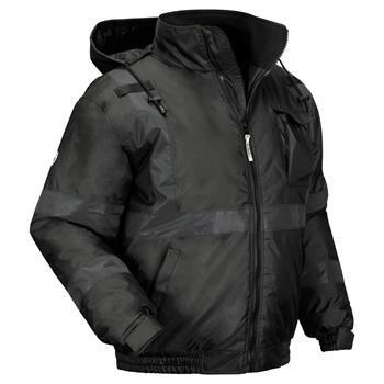 ergodyne GloWear Thermal Enhanced Visibility Jacket, Non-Certified, Quilted Bomber, Small, Black