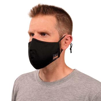 ergodyne Skullerz 8800 Contoured Face Cover Mask, Reusable, Cotton, Small/Medium, Black, 3 Pack