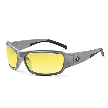 ergodyne Skullerz&#174; THOR Yellow Lens Matte Gray Safety Glasses