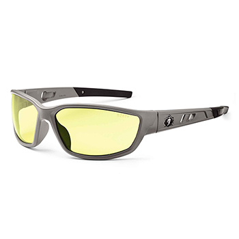 ergodyne Skullerz&#174; KVASIR Yellow Lens Matte Gray Safety Glasses