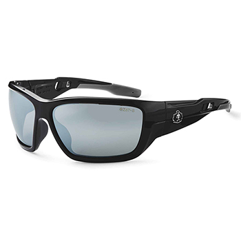 ergodyne Skullerz&#174; BALDR Silver Mirror Lens Black Safety Glasses
