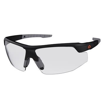 ergodyne Skullerz Skoll Safety Glasses, Sunglasses, Half Blade Style, Black Frame, Clear Lens