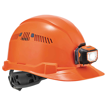 ergodyne Skullerz&#174; 8972LED Orange Class C Hard Hat Cap Style Vented Ratchet Susp LED