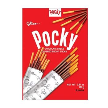 Pocky Cream Covered Biscuit Sticks, Family Pack, 3.80 oz, Chocolate, 9 Pouches/Pack, 5 Packs/Box