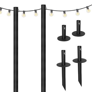 ELAN 10&#39; Patio Light Poles with 50&#39; String Lights, 2 Poles/PK