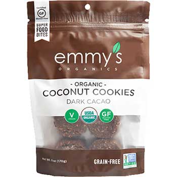 Emmy&#39;s Organics Dark Cacao Coconut Cookies, 6 oz., 8/BX