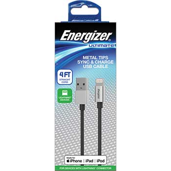 Energizer Metal Lighting Sync &amp; Charge Cable, 4 ft.