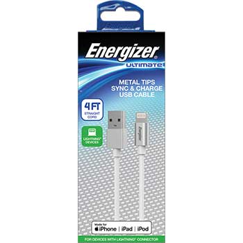 Energizer Metal Lighting Sync &amp; Charge Cable, 4 ft.