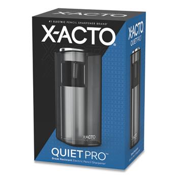 X-ACTO Model 1612 Quiet Pro Electric Pencil Sharpener, AC-Powered, 3 x 5 x 9, Black/Silver/Smoke