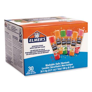Elmer&#39;s Clear School Glue Stick, Scented, Assorted Colors, 0.21 oz, 30/Pack
