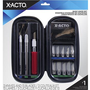 X-ACTO Compression Basic Knife Set, 3 Knives, 13 Blades, Soft Carry Case, 17 Count