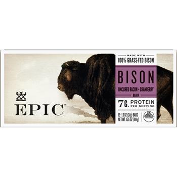 Epic Grassfed Bison Bacon Cranberry Bar, 1.3 oz, 12/Box