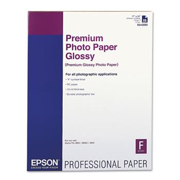 Epson Premium Photo Paper, High-Gloss, 68 lb, 17&quot; x 22&quot;, 25 Sheets/Pack