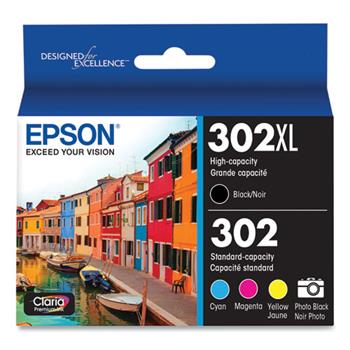 Epson T302XLBCS (T302XL) Claria High-Yield Ink, Cyan; Magenta; Yellow; Photo Black