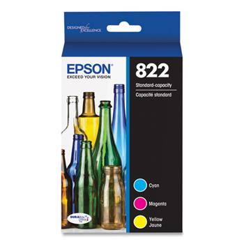 Epson T822520S (T822) DURABrite Ultra Ink, 240 Page-Yield, Cyan/Magenta/Yellow