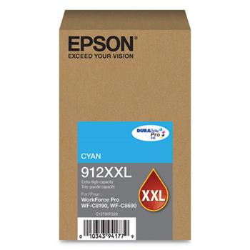 Epson T912XXL220 (912XXL) DURABrite Pro Extra High-Yield Ink, 8000 Page-Yield, Cyan