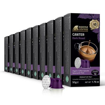 Equine Coffee Coffee Capsules, Canter, Dark Roast, Intensity #10, 10/Box 100/CT