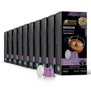 Equine Coffee Coffee Capsules, Morgan, Dark Roast, Intensity #10, 10/Box 100/CT