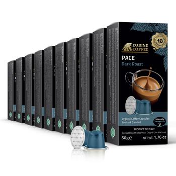 Equine Coffee Coffee Capsules, Pace, Dark Roast, Intensity #9, 10/Box 100/CT