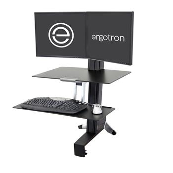 Ergotron WorkFit-S Dual Workstation with Worksurface, Black