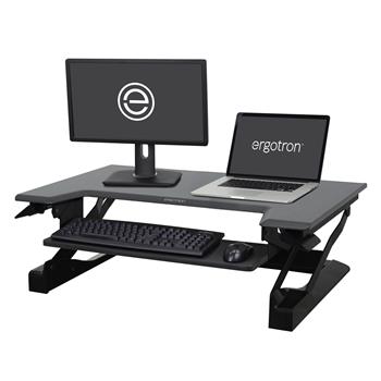 Ergotron WorkFit-T Standing Desk Workstation, Black with Grey Surface