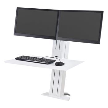 Ergotron WorkFit-SR Dual Monitor Standing Desk Workstation, White
